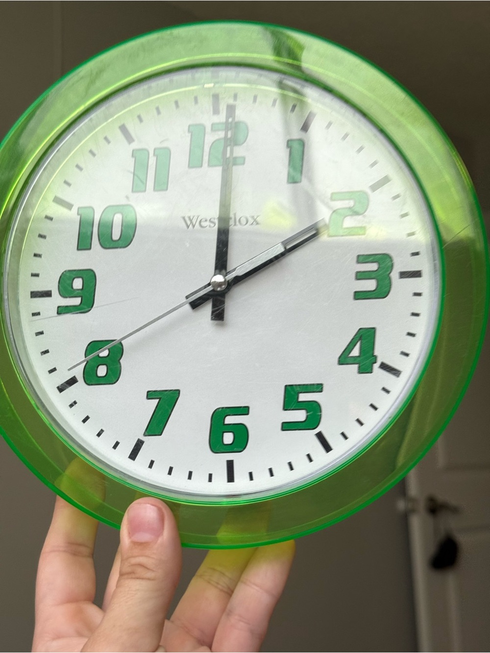 Neon Lime Green Vintage Westclox 7.75" Circle Quartz Wall Clock Working - Picture 8 of 12